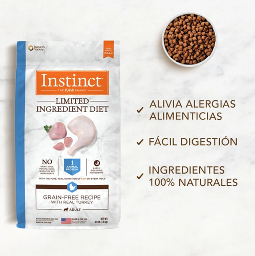 Imagen 6 de 6 de Alimento Croquetas Instinct Lid Pavo 10 Kg Perros Adultos