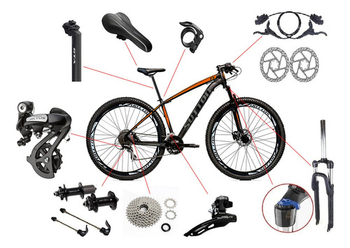 Bicicleta Sutton New 29 24v Shimano Freio Disco Hidraulico Cor Preto/Laranja/Prata Tamanho do quadro 19