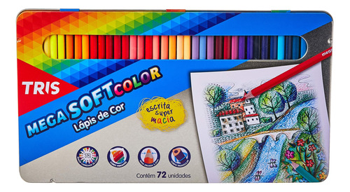 Set 72 Lápices De Colores De Madera Suaves En Caja Metálica