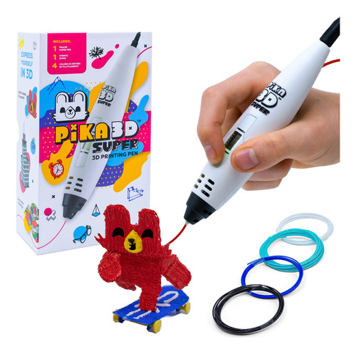 Pika3d Super 3d Printing Pen - Incluye Boligrafo 3d, 4 Color