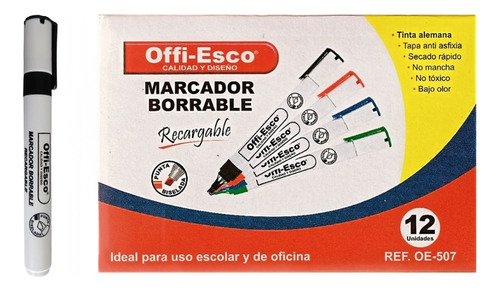 Marcador Borrable Recargable Offi-esco Oe-507 Caja X 12 Unds