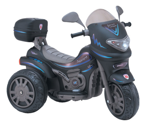 Moto Elétrica Infantil Preta Com Capacete 12v Unissex Biemme
