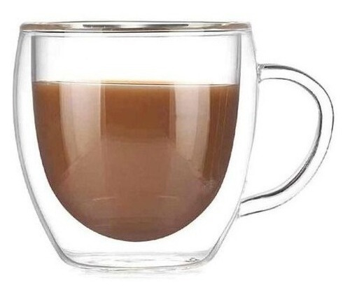 Imagen 10 de 10 de Pack 2 Tazas Doble Pared Vidrio 250ml Cafe Te Capuccino