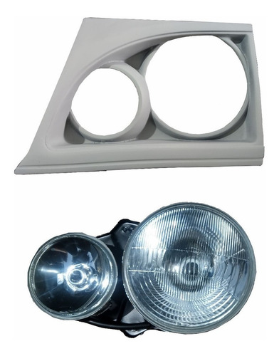 Imagem 1 de 5 de Farol + Moldura L-200 Quadrada 2001/2006 Lado Esquerdo