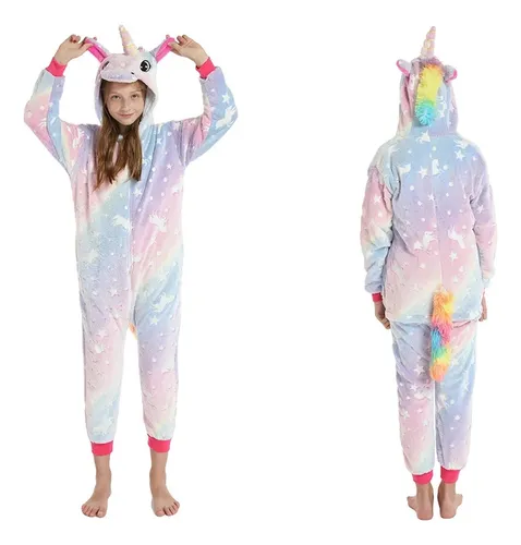 Unicornio Entero Luminoso Kigurumi Infantil Brilla