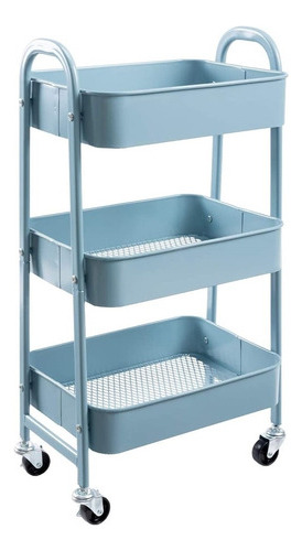 Agtek Carrito Organizador Carrito De Metal De 3 Niveles Azul