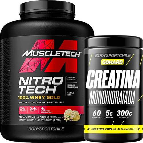 Creatina 300grs Gohard + Nitro Tech Whey Gold 5lbs