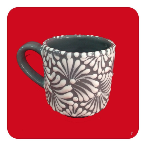 Imagen 4 de 5 de 3 Tarritos De Talavera Poblana Gris Plumeado Blanco 300 Ml