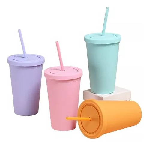 Vaso Con Tapa Y Sorbete 600ml Souvenir X30 Unidades Xmayor