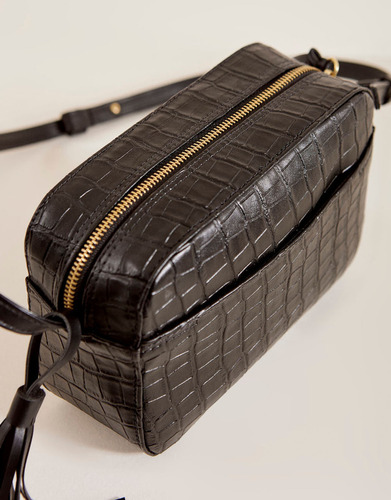 Bolsa Zinzane Feminino Croco Estruturada - Preto