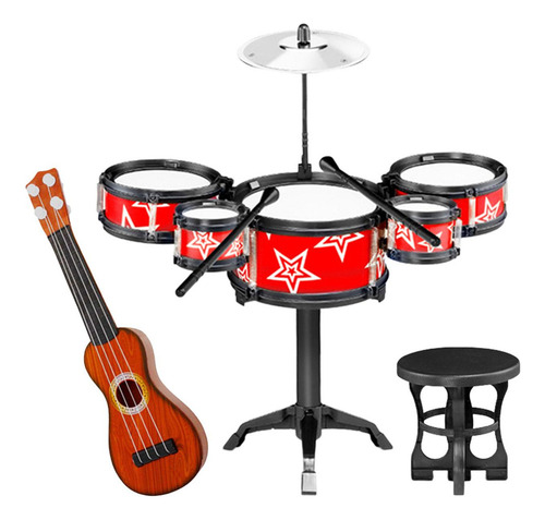 Simulación Niños Tambor Juguetes Silla Guitarra Roja