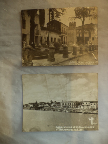 2 Pequeñas Tarjetas Postales Villahermosa 40s (Usado)