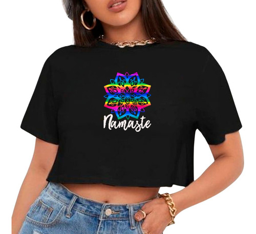 Cro Top Para Damas Estampada Diseño Mandala Namaste