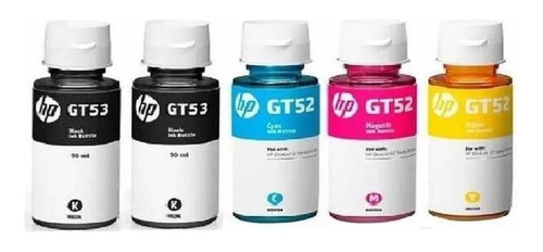 Kit De 5 Botellas De Tinta Hp 2 Gt53 Negro Y Gt52 Tricolor