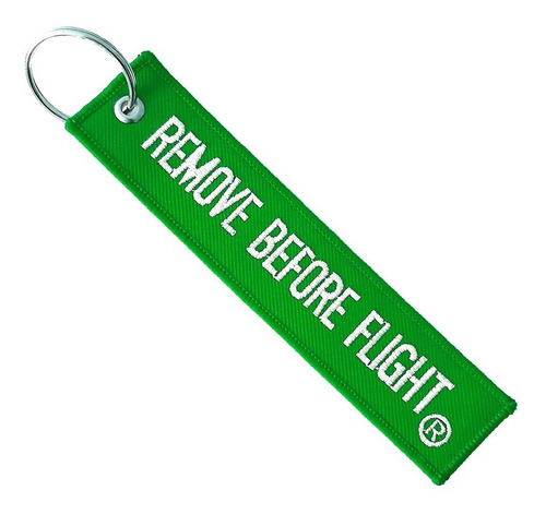 Llavero Remove Before Flight Verde Con Blanco