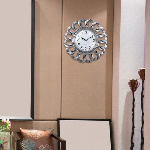 Reloj De Pared Retro Con Pilas Plástico Para Bar Plata