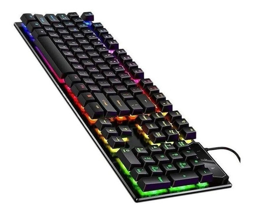 Imagen 2 de 2 de Teclado gamer Yindiao V4 QWERTY inglés US color negro con luz RGB