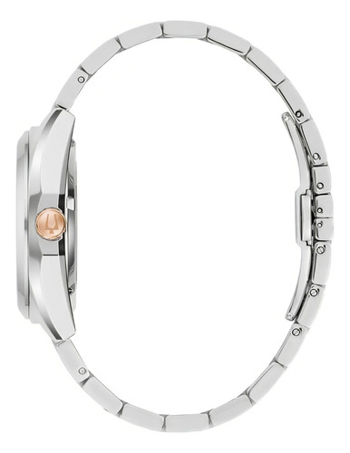 Relógio masculino Bulova Surveyor 98b422, pulseira prateada, moldura prateada, fundo de vinho