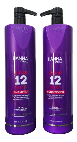Hanna Caball Shampoo Y Acondicionador Elixir 12 Oleos 1000ml