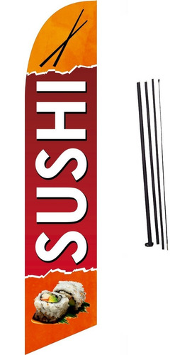 Bandera Publicitaria Sushi 4.2mts # 24 Con Mástil