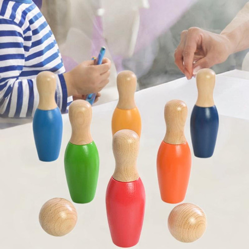 Juguete De Bolos De Madera Para Niños, Juegos De S
