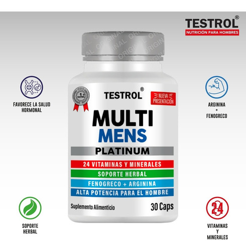 Multi Mens Platinum | + 24 Vitaminas Para Hombre | 30 Caps Sabor Sin sabor