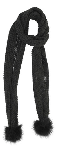 Bufanda Tejida Pompon Negra I-d