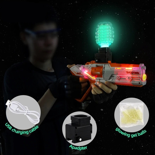 Conector Con Luz Pistola Hidrogel Brilla + 5000 Orbeez Glow