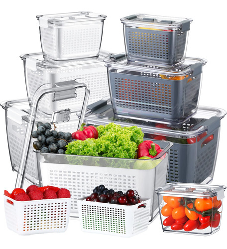 6 Recipientes De Almacenamiento Para Frutas Con Tapas Y Cola