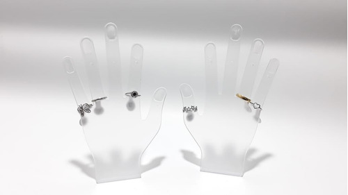 Imagen 2 de 5 de Exhibidor Mano Porta Anillos Acrilico Anillero Joyero 3212