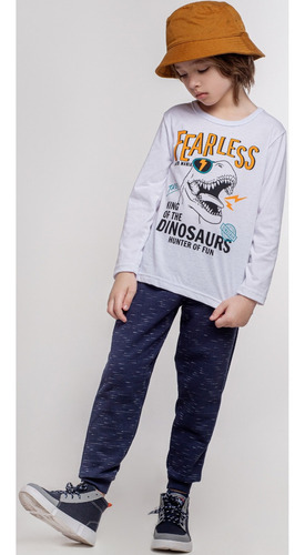 Imagem 2 de 3 de Calça Moletom Jet Infantil C/ Punho Mundo Mania 2430 T 4 6 8