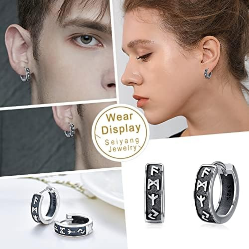 Pendientes De Runas Vikingas Para Hombres, Pendientes De Aro