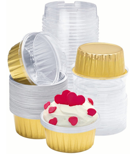 50 Pz Plástico Pastelería Cupcake Reposteria De Aluminio
