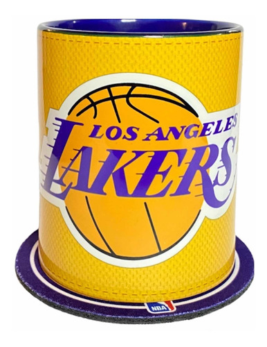 Espectacular Taza 11oz De Los Ángeles Lakers Con Porta Vaso