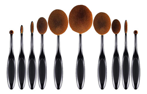 Kit 10 Pincéis Oval Maquiagem Profissional