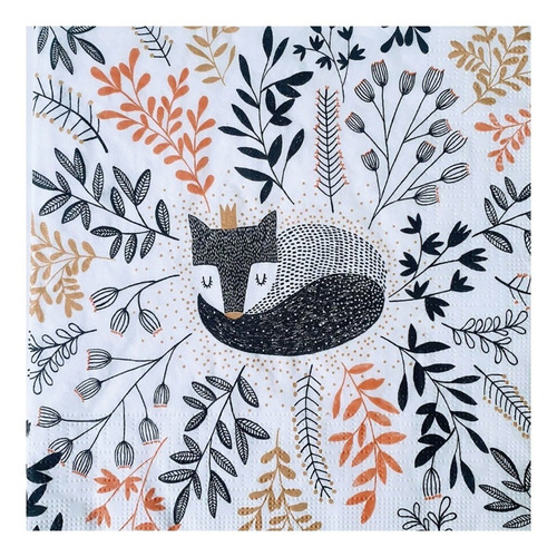 Imagen 3 de 6 de Servilletas Decoupage Pajaro Y Zorrito Nordico Laura Craft