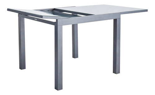 Mesa De Jardín Extensible De Aluminio Y Cristal Duradera Color Gris Oscuro