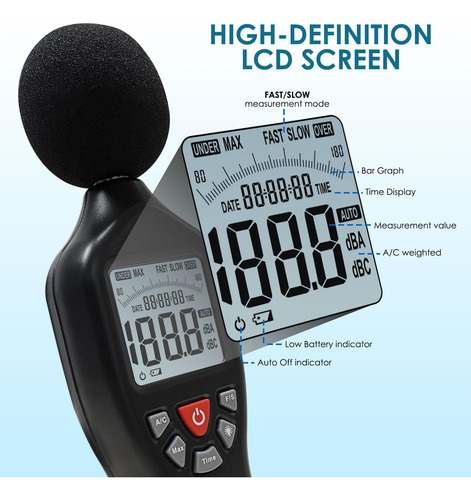 Medidor De Decibelios Digital 30db A 130db Profesional
