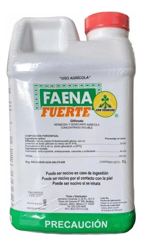 1 Lt Faena Fuerte, Glifosato Herbicida Elimina Malezas