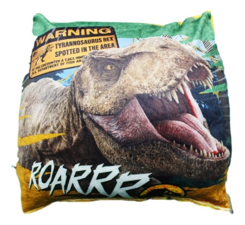 Cojin Dinosaurio Jurásico 45x45 Cms Providencia Color Verde Oscuro