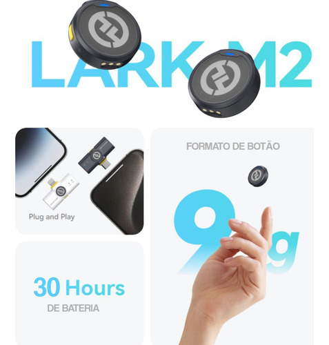Microfone Sem Fio Para iPhone Hollyland Lark M2 Lightning