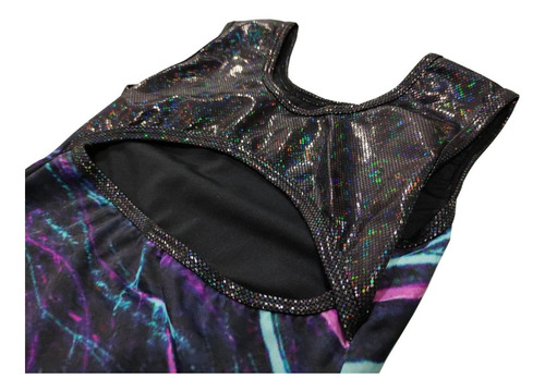Imagen 3 de 3 de Leotardo Gimnasia Artística Negro Nebula Sin Mangas Niña