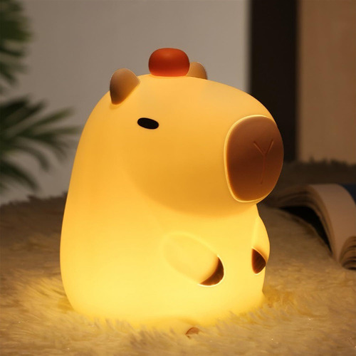 Lámpara Nocturna De Silicona Capibara De Control Táctil Beige