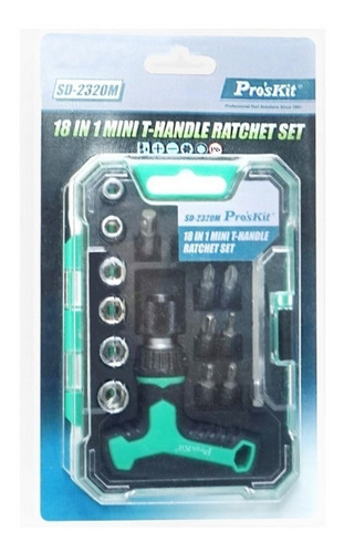 Imagen 7 de 8 de Kit Set Destornillador Tubo Tipo T Proskit Sd-2320m Ratchet Con Estuche