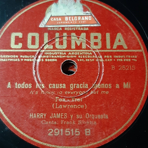 Pasta Harry James Su Orq Frank Sinatra Columbia C232