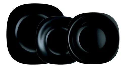 Set Platos Negros Luminarc Carine Playo Hondo Postre