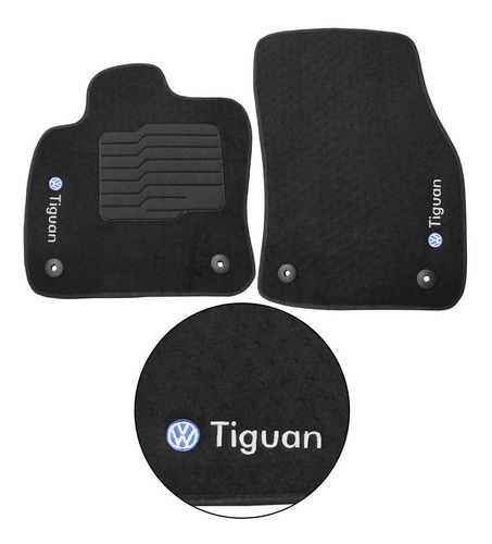 Imagem 2 de 6 de Jogo Tapete Carpete Tiguan 2018 2019 Preto Bordado 6 Peças