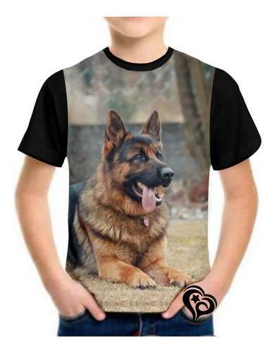 Camiseta Pastor Alemão Masculina Infantil Blusa Cachorro Cão