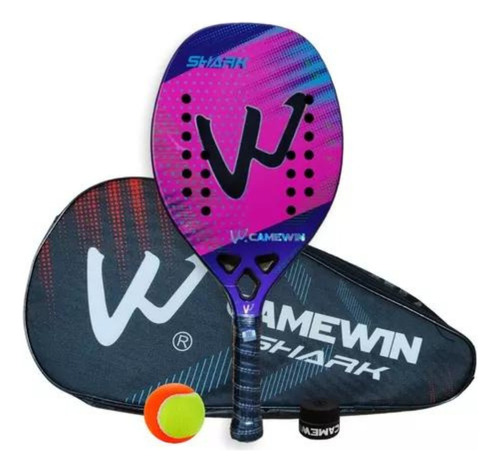 Raquete De Pádel  De Praia Camewin Fibra De Carbono 3k Especial 2023 Cor Shark Pink