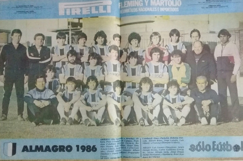 Poster Almagro Año 1986 De La Revista Solo Futbol